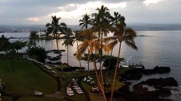 View from Resort Window at Sunrise Looking Out at the Ocean, Hilo, Hawaii photo