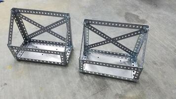 Two Custom Metal Gas Can Holders for Vehicle Made from Steel Perforated Angle photo