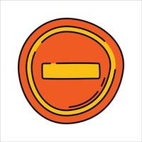 No Entry Sign Handdrawn style, red circular traffic sign with minus line, ideal for driving rules visuals prohibition themes and warning graphics vector