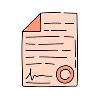Health Report Doodle style, document with ECG line, useful in presentations involving health tracking or data monitoring. vector