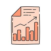 Growth Report Doodle style, document with rising bar chart, ideal for showcasing business growth in infographics or presentations. vector