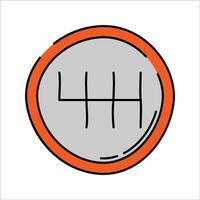 Gear Shift Handdrawn style, circular gear indicator with shift lines, perfect for driving school graphics vehicle mechanics and transport visuals vector