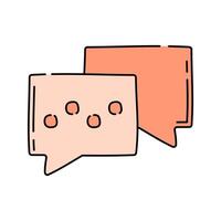 Chat Bubbles Doodle style, two overlapping message icons, ideal for communication, feedback, or conversation topics. vector