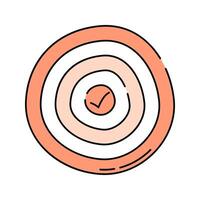 Check Target Doodle style, bullseye with check mark, best for goal achievement or objective tracking visuals. vector
