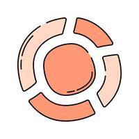 Circular Chart Doodle style, segmented round chart, suitable for showing portions or percentage-based information. vector
