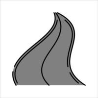Curved Road Handdrawn style, grey winding road, symbolizes journey route bends or path icons for maps and adventure illustrations vector