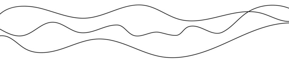 Thin curved wavy lines. Three black wavy lines on white background vector