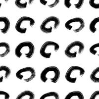 Seamless pattern with black sketch hand drawn brush scribble circles shape on white background. Abstract texture vector