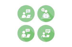 Conference Icons with Person and Computer, virtual meeting icon, digital communication icon, remote work concept icon vector