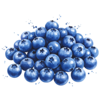 A vibrant pile of blueberries presented against a solid color plain and simple studio style image on transparent background png