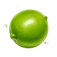 A single green lime with a smooth surface isolated against a plain colored simple backdrop space on transparent background png