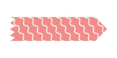 Red pastel washi tape with bold wavy lines pattern vector
