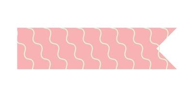 Red pastel washi tape with light wavy lines pattern vector
