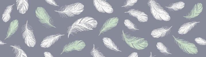 bird feathers Pattern. Hand drawn sketch style vector
