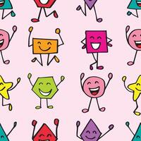 Seamless pattern with funny cartoon characters on pink background. vector