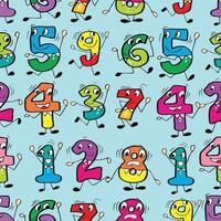 Seamless pattern with numbers. Cartoon style. vector
