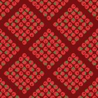Raspberry berries, checkered seamless pattern. geometric rhombuses berries texture vector