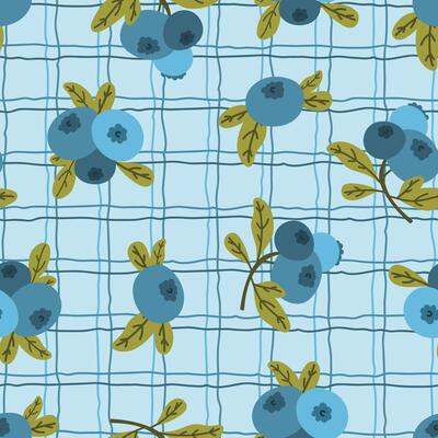 blueberries, blueberries, checkered seamless pattern. fresh edible berries, forest berries texture