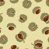 horse chestnut seeds Autumn seamless pattern. Fall ornament. print for fabric, package, wrapping vector