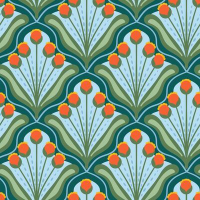 abstract floral organic seamless pattern. Flower shape groovy indie texture
