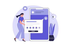 Illustration of User Giving Feedback via Chat on Mobile App vector