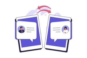 Illustration of Digital Messaging Between Devices Over the Internet vector