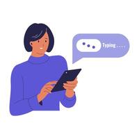 Illustration of Typing Indicator in Online Chat Application vector