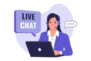 Customer Support Representative Using Live Chat vector