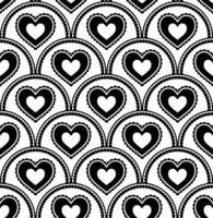 Symmetrical seamless pattern with layered heart motifs in an arched shape. vector