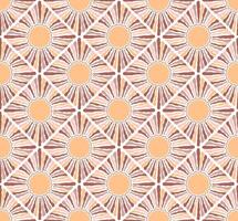 Seamless geometric pattern with abstract sun in peach, beige, and brown colors vector