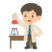 Scientist Holding Flask in Laboratory vector