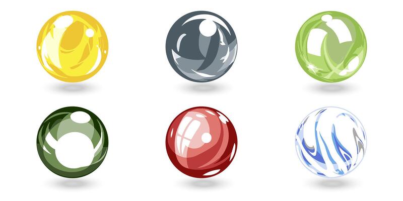 Glass colored balls. Set of glass balls. illustration.