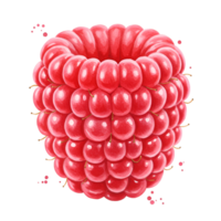 A vibrant close up of a single raspberry showcasing its textured surface and bright color against a solid space on transparent background png