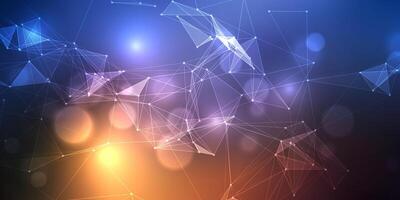 Modern banner design with bokeh lights and plexus design vector