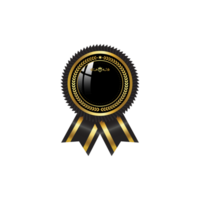 Blank black golden badge ribbon and label, gold winner badge icon png