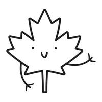 Funny character. Maple leaf. Outline illustration. design on white background. vector