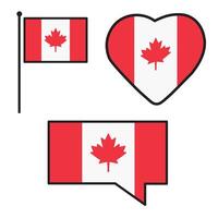 Flag of Canada. Heart, speech bubble. Flat design. illustrations on white background. vector