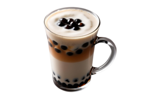 Classic milk tea topped with cream and tapioca pearls, sweetened with brown sugar syrup for richness. png