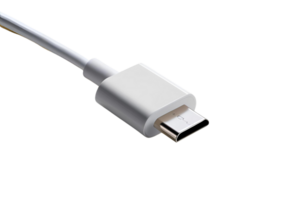 White USB connection adapter cable offers reliable data transfer and charging for multiple devices with efficient connectivity. png