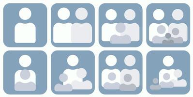 Family of several people abstraction. Abstract illustration of several simple family compositions. vector