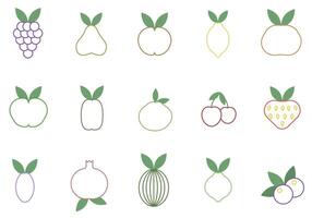 Contains commonly used fruits. Fruit icon set. Thin line. vector