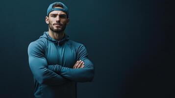 Energetic Man Prepared for Action in Athletic Wear photo
