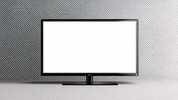 A television with a blank screen on a wall photo