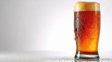 A glass of beer on a table photo