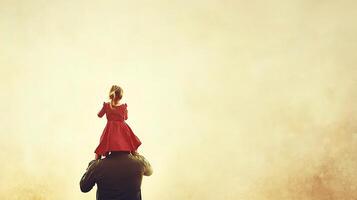 A man and a little girl in a red dress photo