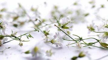 A bunch of white flowers on a white surface photo