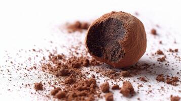 A chocolate ball is shown with a hole in it photo