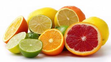 A pile of oranges, limes and lemons photo