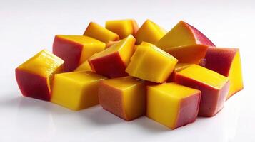 Mango slices are arranged in a square shape photo