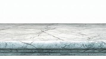 A marble table with a white background photo